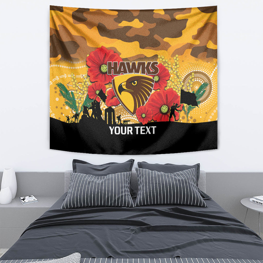 Custom Hawks Football ANZAC Tapestry Gallipoli Camouflage With Poppies