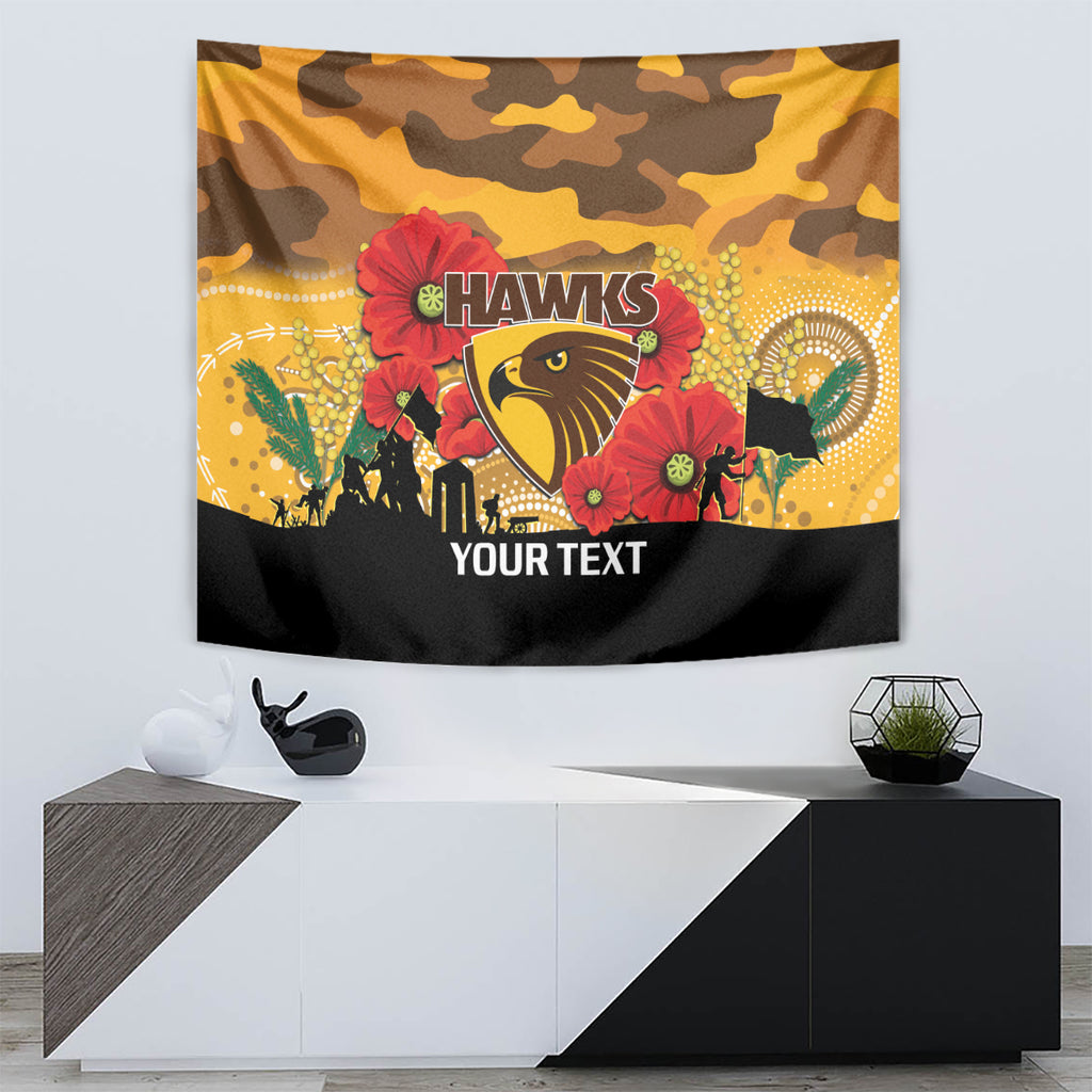 Custom Hawks Football ANZAC Tapestry Gallipoli Camouflage With Poppies
