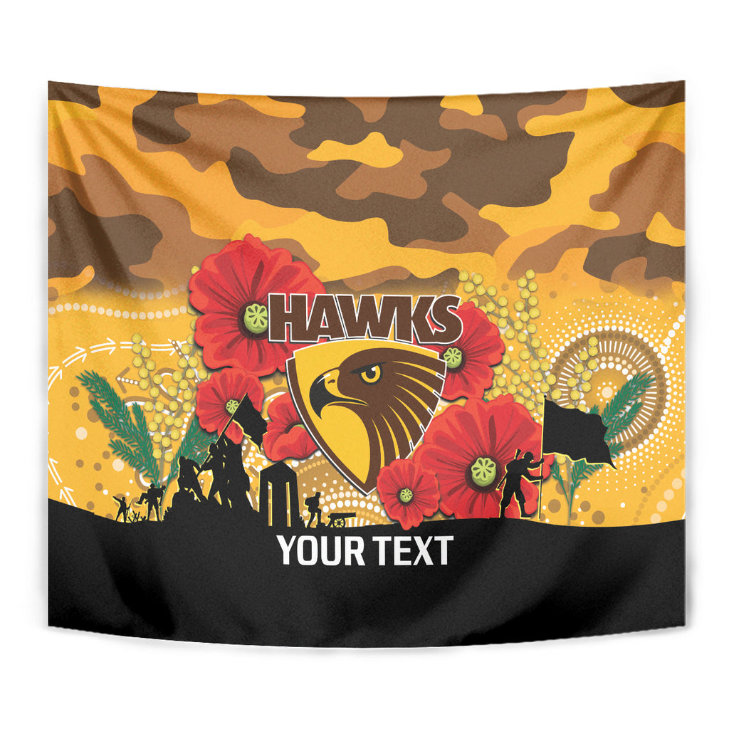 Custom Hawks Football ANZAC Tapestry Gallipoli Camouflage With Poppies