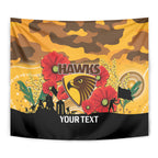 Custom Hawks Football ANZAC Tapestry Gallipoli Camouflage With Poppies