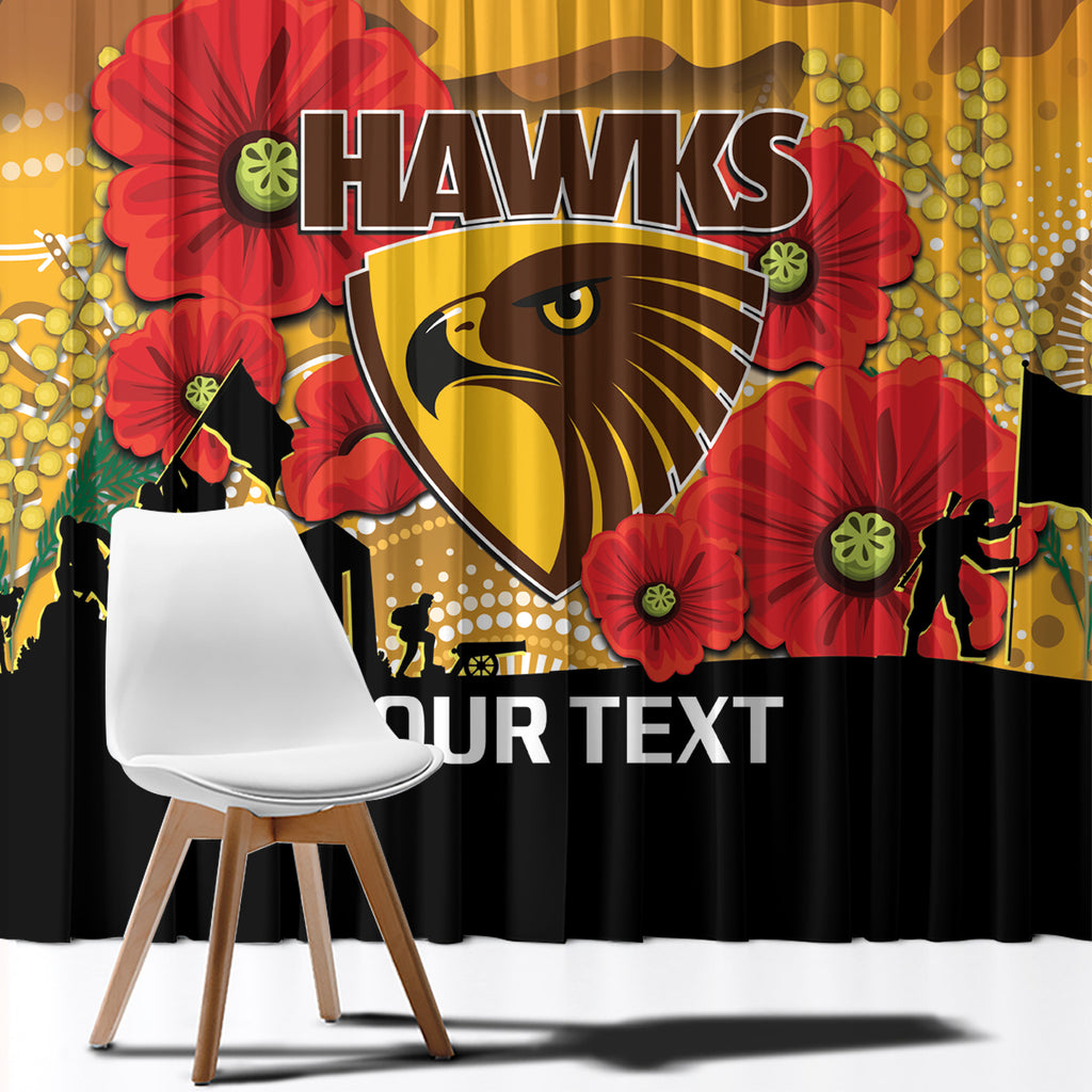 Custom Hawks Football ANZAC Window Curtain Gallipoli Camouflage With Poppies