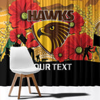 Custom Hawks Football ANZAC Window Curtain Gallipoli Camouflage With Poppies