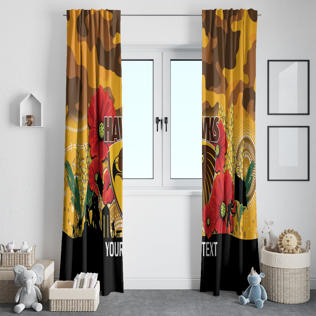 Custom Hawks Football ANZAC Window Curtain Gallipoli Camouflage With Poppies