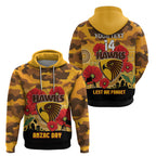 Custom Hawks Football ANZAC Zip Hoodie Gallipoli Camouflage With Poppies
