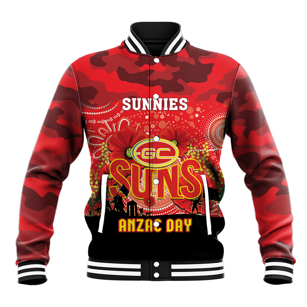 Custom Suns Football ANZAC Baseball Jacket Gallipoli Camouflage With Poppies