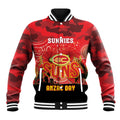 Custom Suns Football ANZAC Baseball Jacket Gallipoli Camouflage With Poppies