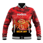 Custom Suns Football ANZAC Baseball Jacket Gallipoli Camouflage With Poppies