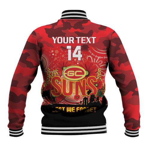Custom Suns Football ANZAC Baseball Jacket Gallipoli Camouflage With Poppies