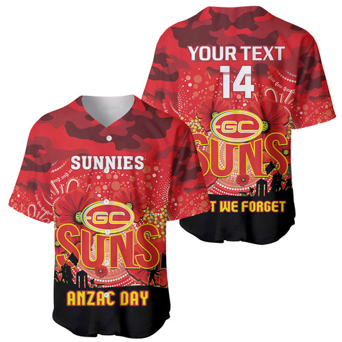 Custom Suns Football ANZAC Baseball Jersey Gallipoli Camouflage With Poppies