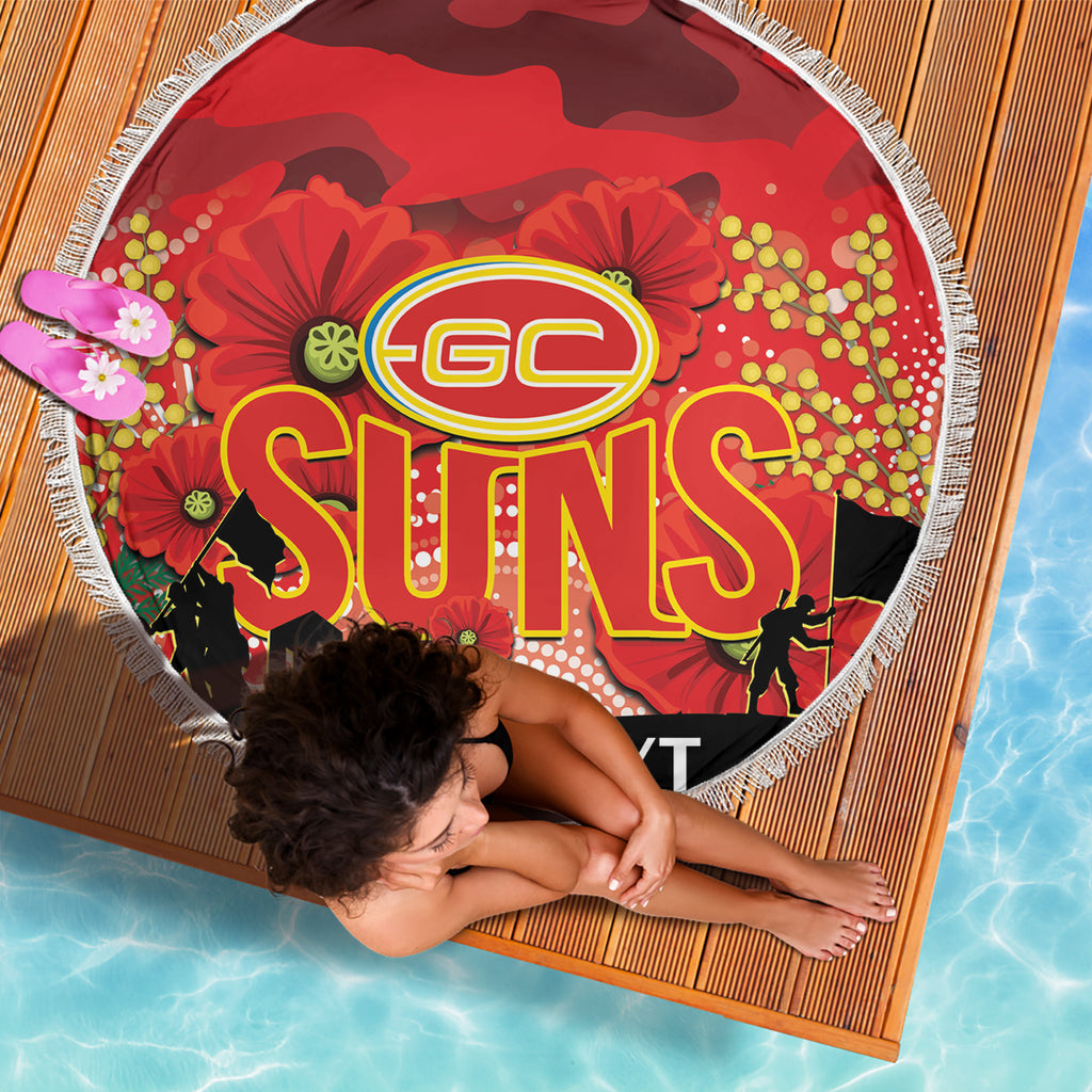 Custom Suns Football ANZAC Beach Blanket Gallipoli Camouflage With Poppies