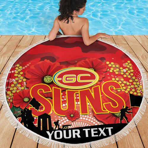 Custom Suns Football ANZAC Beach Blanket Gallipoli Camouflage With Poppies