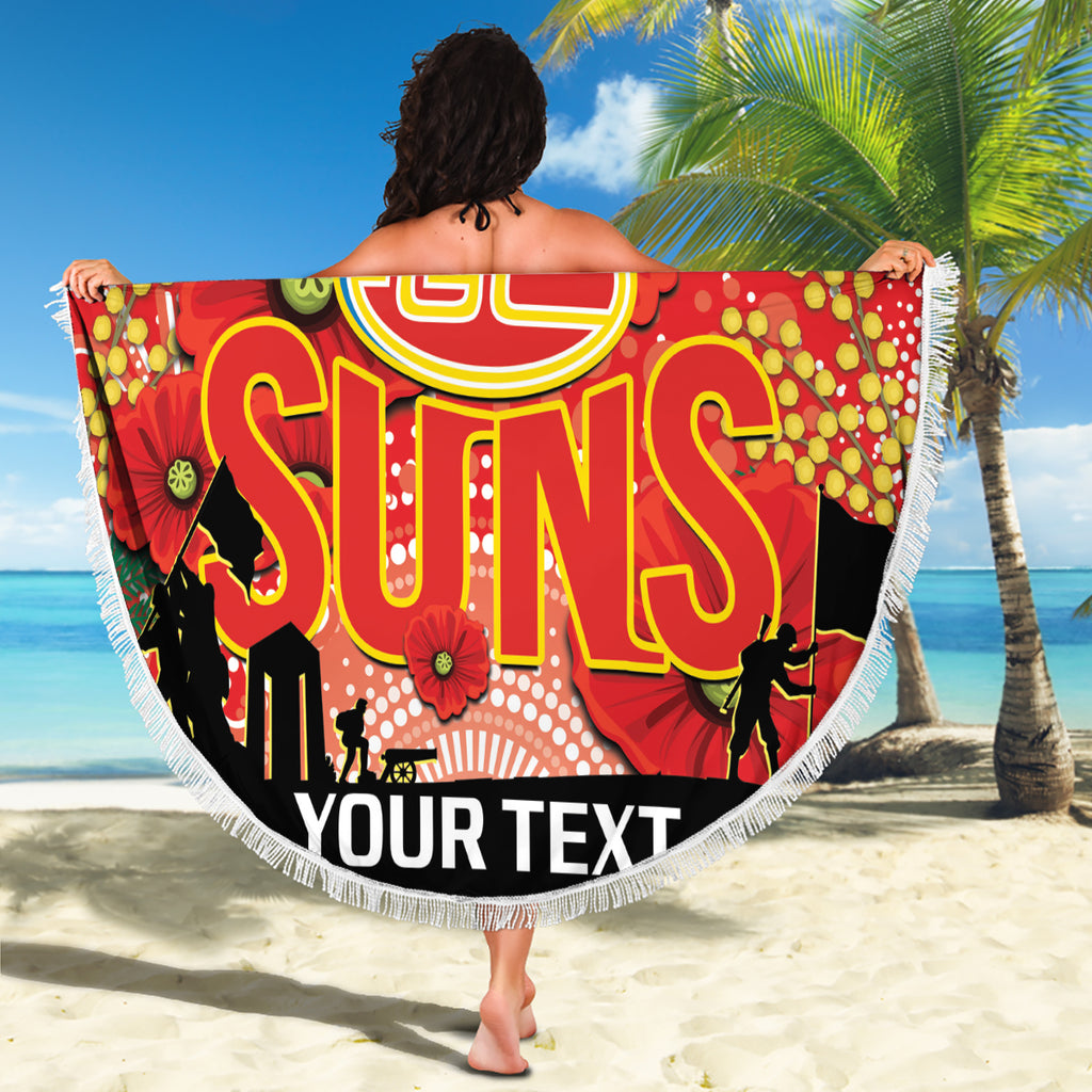 Custom Suns Football ANZAC Beach Blanket Gallipoli Camouflage With Poppies