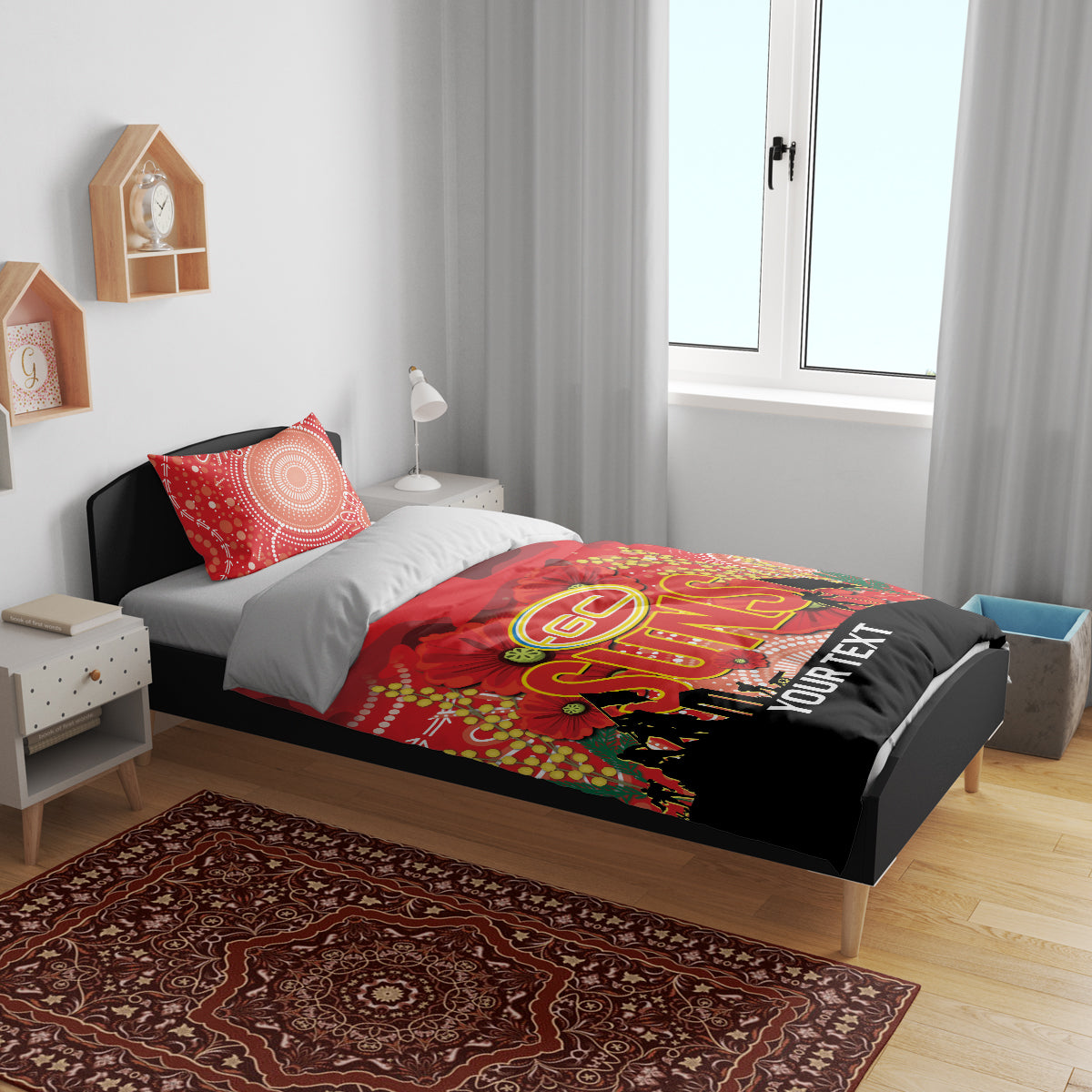 Custom Suns Football ANZAC Bedding Set Gallipoli Camouflage With Poppies