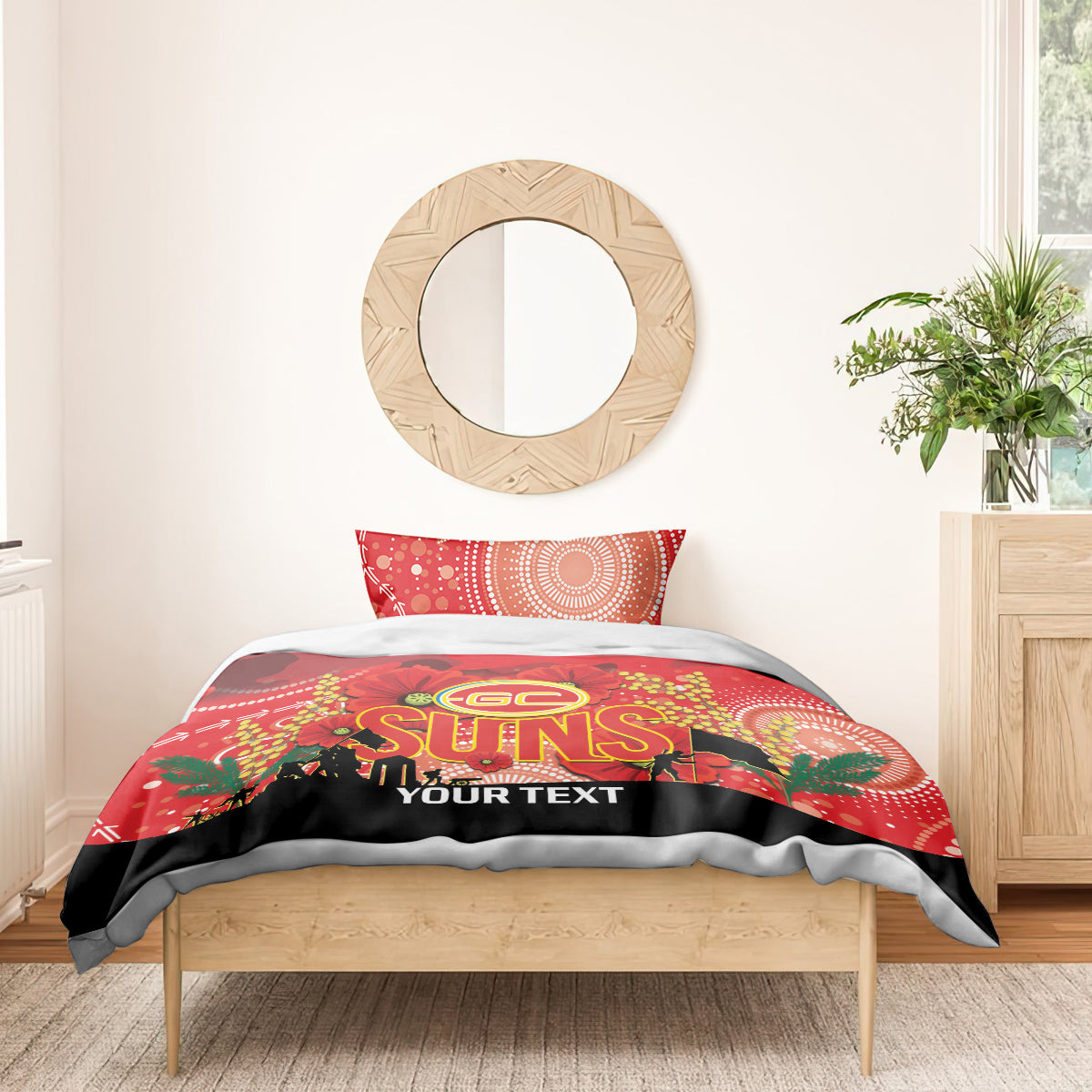 Custom Suns Football ANZAC Bedding Set Gallipoli Camouflage With Poppies