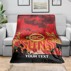 Custom Suns Football ANZAC Blanket Gallipoli Camouflage With Poppies