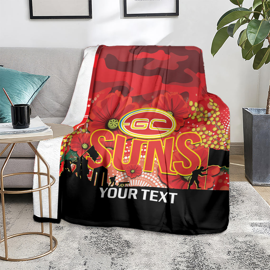 Custom Suns Football ANZAC Blanket Gallipoli Camouflage With Poppies