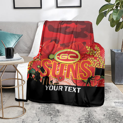 Custom Suns Football ANZAC Blanket Gallipoli Camouflage With Poppies