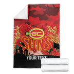 Custom Suns Football ANZAC Blanket Gallipoli Camouflage With Poppies