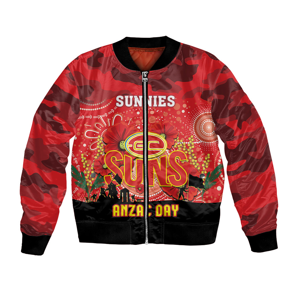 Custom Suns Football ANZAC Bomber Jacket Gallipoli Camouflage With Poppies