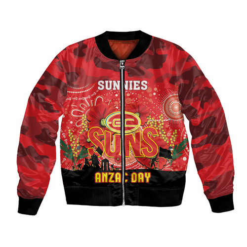 Custom Suns Football ANZAC Bomber Jacket Gallipoli Camouflage With Poppies