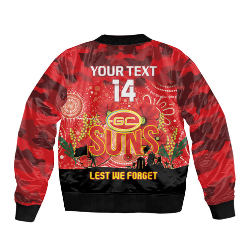 Custom Suns Football ANZAC Bomber Jacket Gallipoli Camouflage With Poppies