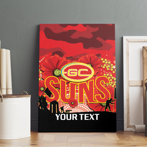 Custom Suns Football ANZAC Canvas Wall Art Gallipoli Camouflage With Poppies