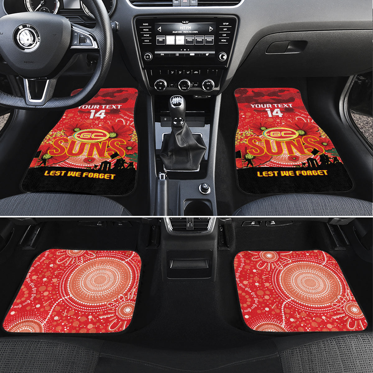 Custom Suns Football ANZAC Car Mats Gallipoli Camouflage With Poppies