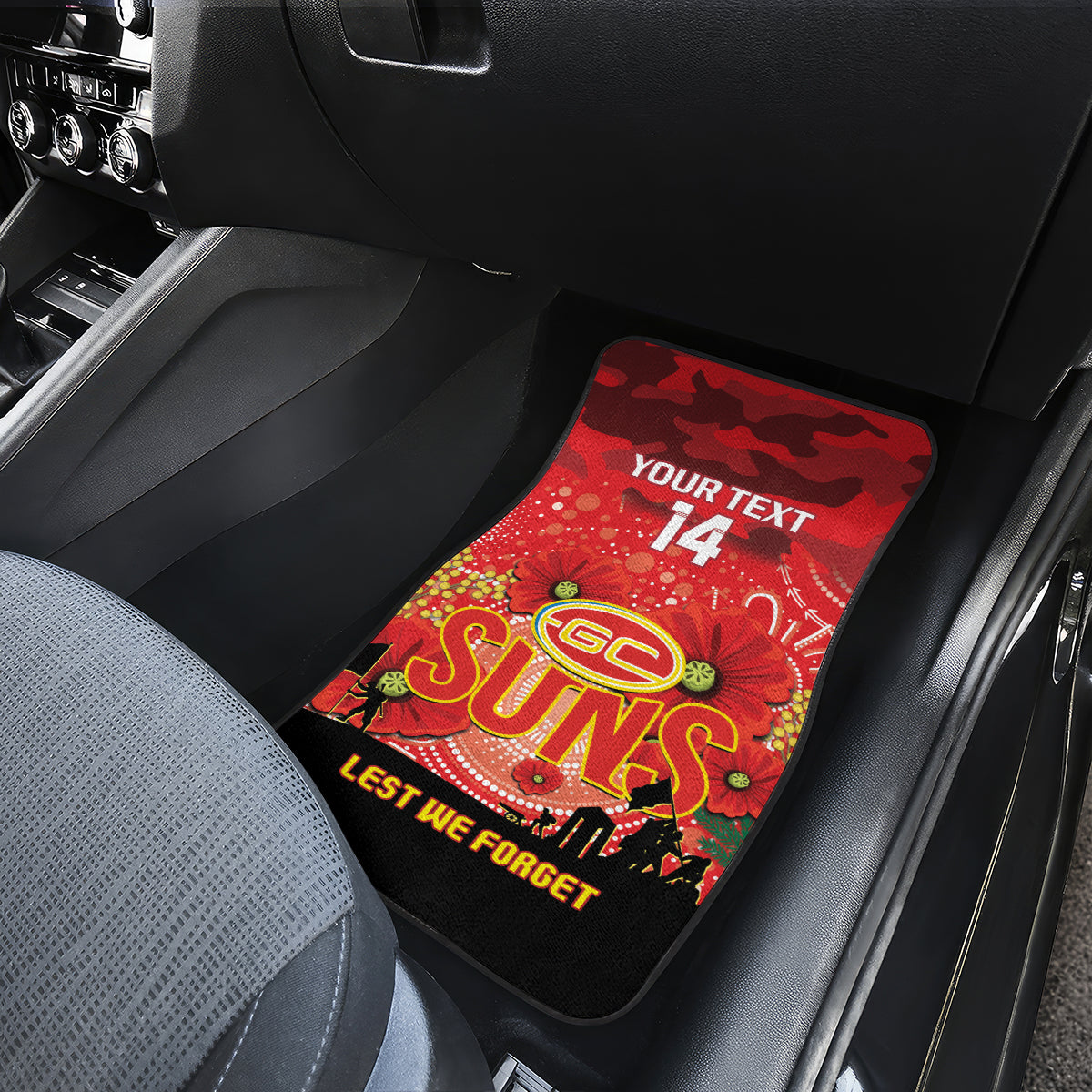 Custom Suns Football ANZAC Car Mats Gallipoli Camouflage With Poppies