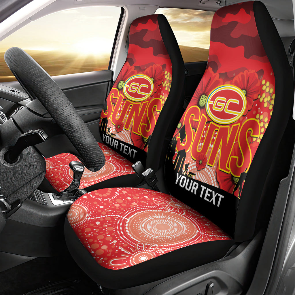 Custom Suns Football ANZAC Car Seat Cover Gallipoli Camouflage With Poppies