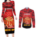 Custom Suns Football ANZAC Couples Matching Long Sleeve Bodycon Dress and Long Sleeve Button Shirt Gallipoli Camouflage With Poppies