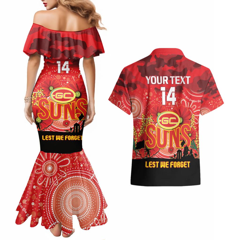 Custom Suns Football ANZAC Couples Matching Mermaid Dress and Hawaiian Shirt Gallipoli Camouflage With Poppies
