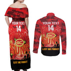 Custom Suns Football ANZAC Couples Matching Off Shoulder Maxi Dress and Long Sleeve Button Shirt Gallipoli Camouflage With Poppies