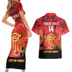 Custom Suns Football ANZAC Couples Matching Short Sleeve Bodycon Dress and Hawaiian Shirt Gallipoli Camouflage With Poppies