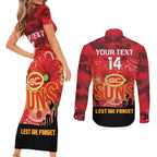 Custom Suns Football ANZAC Couples Matching Short Sleeve Bodycon Dress and Long Sleeve Button Shirt Gallipoli Camouflage With Poppies
