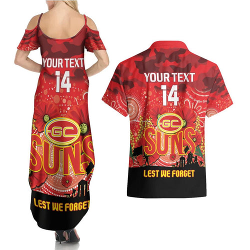 Custom Suns Football ANZAC Couples Matching Summer Maxi Dress and Hawaiian Shirt Gallipoli Camouflage With Poppies