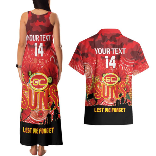 Custom Suns Football ANZAC Couples Matching Tank Maxi Dress and Hawaiian Shirt Gallipoli Camouflage With Poppies