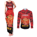 Custom Suns Football ANZAC Couples Matching Tank Maxi Dress and Long Sleeve Button Shirt Gallipoli Camouflage With Poppies
