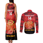 Custom Suns Football ANZAC Couples Matching Tank Maxi Dress and Long Sleeve Button Shirt Gallipoli Camouflage With Poppies