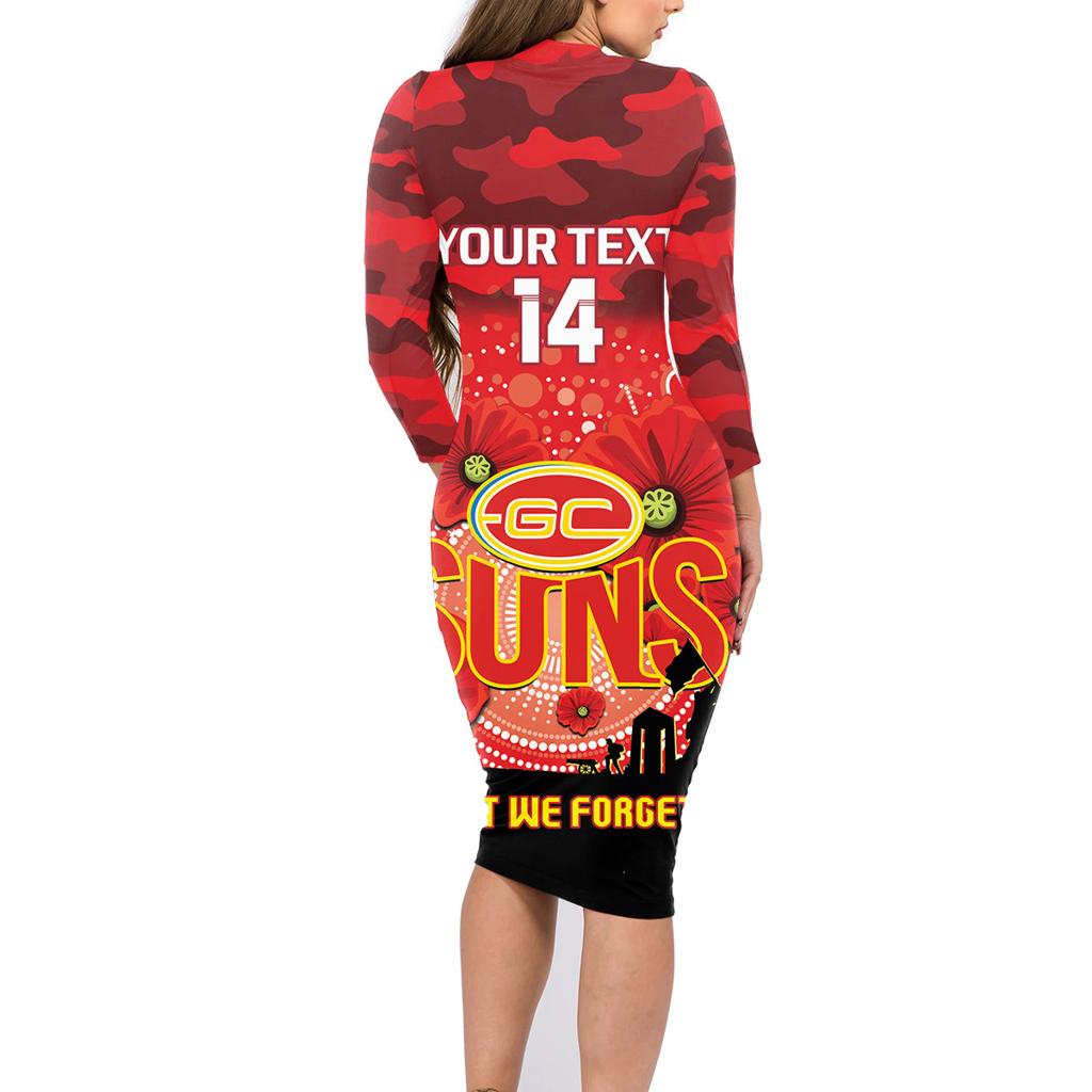 Custom Suns Football ANZAC Family Matching Long Sleeve Bodycon Dress and Hawaiian Shirt Gallipoli Camouflage With Poppies