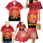 Custom Suns Football ANZAC Family Matching Mermaid Dress and Hawaiian Shirt Gallipoli Camouflage With Poppies