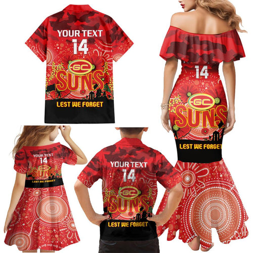Custom Suns Football ANZAC Family Matching Mermaid Dress and Hawaiian Shirt Gallipoli Camouflage With Poppies
