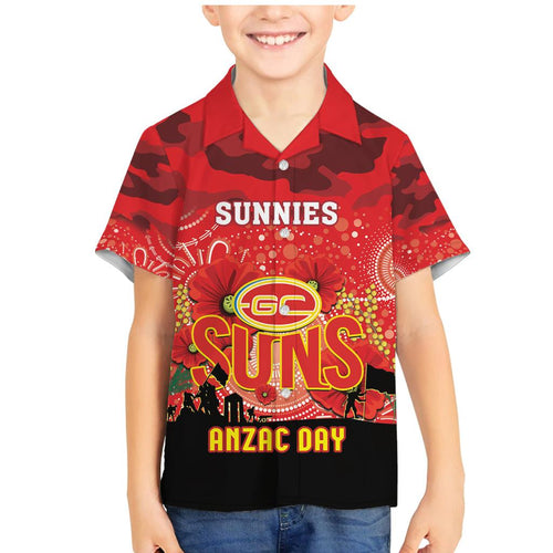 Custom Suns Football ANZAC Family Matching Mermaid Dress and Hawaiian Shirt Gallipoli Camouflage With Poppies