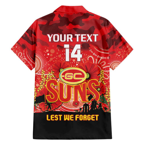 Custom Suns Football ANZAC Family Matching Off Shoulder Maxi Dress and Hawaiian Shirt Gallipoli Camouflage With Poppies