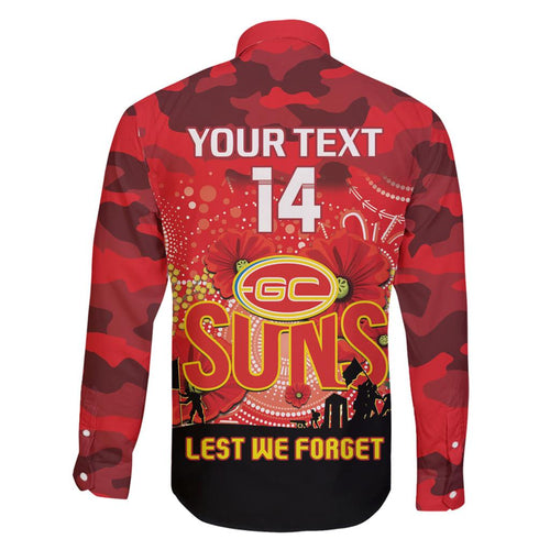Custom Suns Football ANZAC Family Matching Off Shoulder Maxi Dress and Hawaiian Shirt Gallipoli Camouflage With Poppies