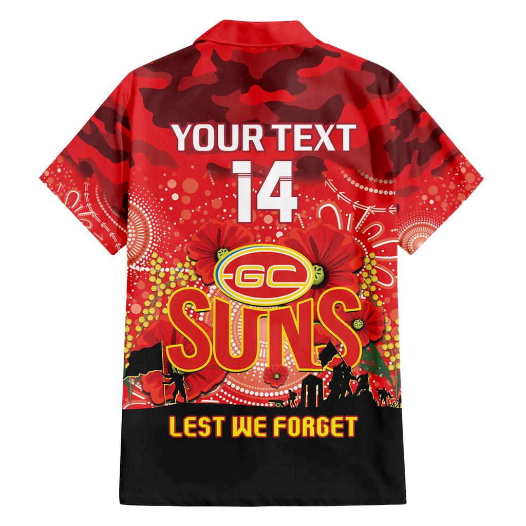 Custom Suns Football ANZAC Family Matching Off Shoulder Short Dress and Hawaiian Shirt Gallipoli Camouflage With Poppies