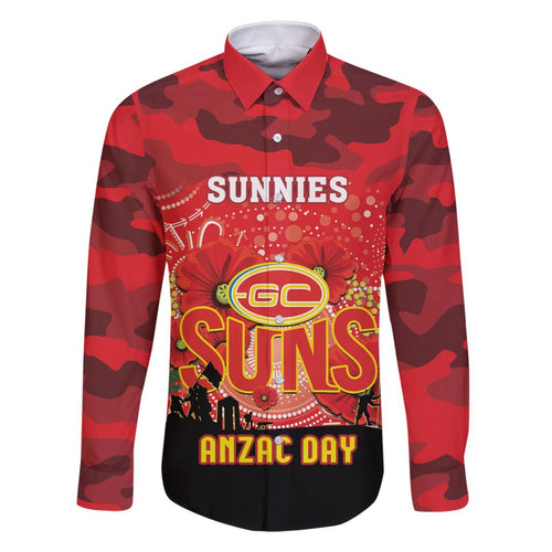 Custom Suns Football ANZAC Family Matching Off Shoulder Short Dress and Hawaiian Shirt Gallipoli Camouflage With Poppies