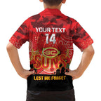 Custom Suns Football ANZAC Family Matching Short Sleeve Bodycon Dress and Hawaiian Shirt Gallipoli Camouflage With Poppies