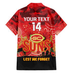 Custom Suns Football ANZAC Family Matching Short Sleeve Bodycon Dress and Hawaiian Shirt Gallipoli Camouflage With Poppies