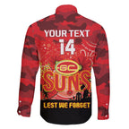 Custom Suns Football ANZAC Family Matching Short Sleeve Bodycon Dress and Hawaiian Shirt Gallipoli Camouflage With Poppies