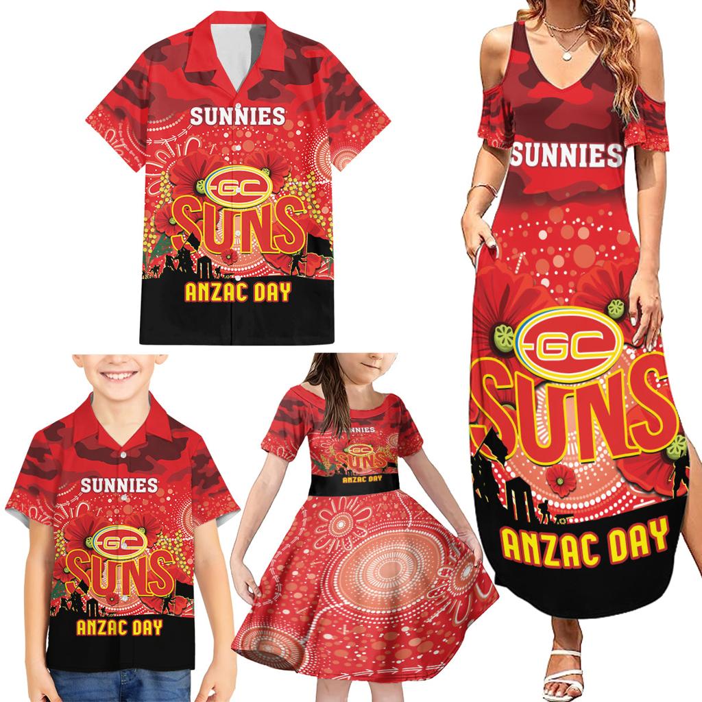 Custom Suns Football ANZAC Family Matching Summer Maxi Dress and Hawaiian Shirt Gallipoli Camouflage With Poppies